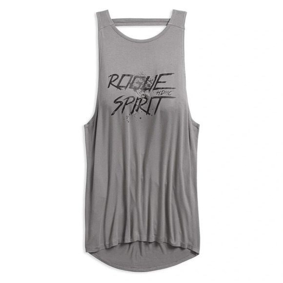 Harley Davidson Womens Large Gray Rogue Spirit Open Back Tank Top Tunic Stretchy - Picture 1 of 5